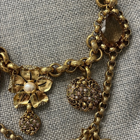 Vintage Oscar de La Renta Gold and Red Charm Necklace - Picture 5 of 7